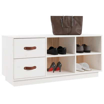 Scarpiera Bianca 100X34X45 Cm In Legno Massello Di Pino