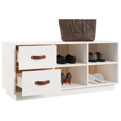 Scarpiera Bianca 100X34X45 Cm In Legno Massello Di Pino