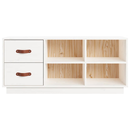 Scarpiera Bianca 100X34X45 Cm In Legno Massello Di Pino