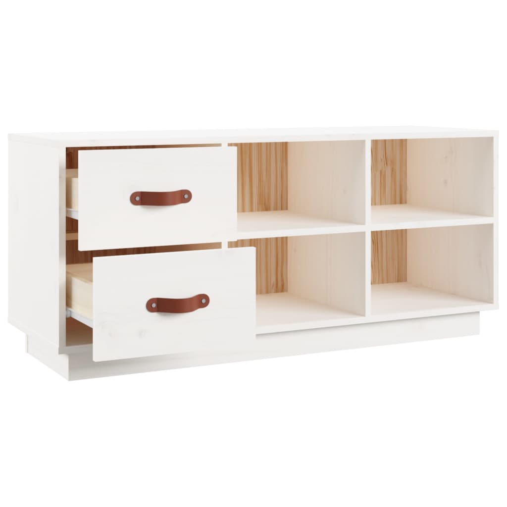 Scarpiera Bianca 100X34X45 Cm In Legno Massello Di Pino