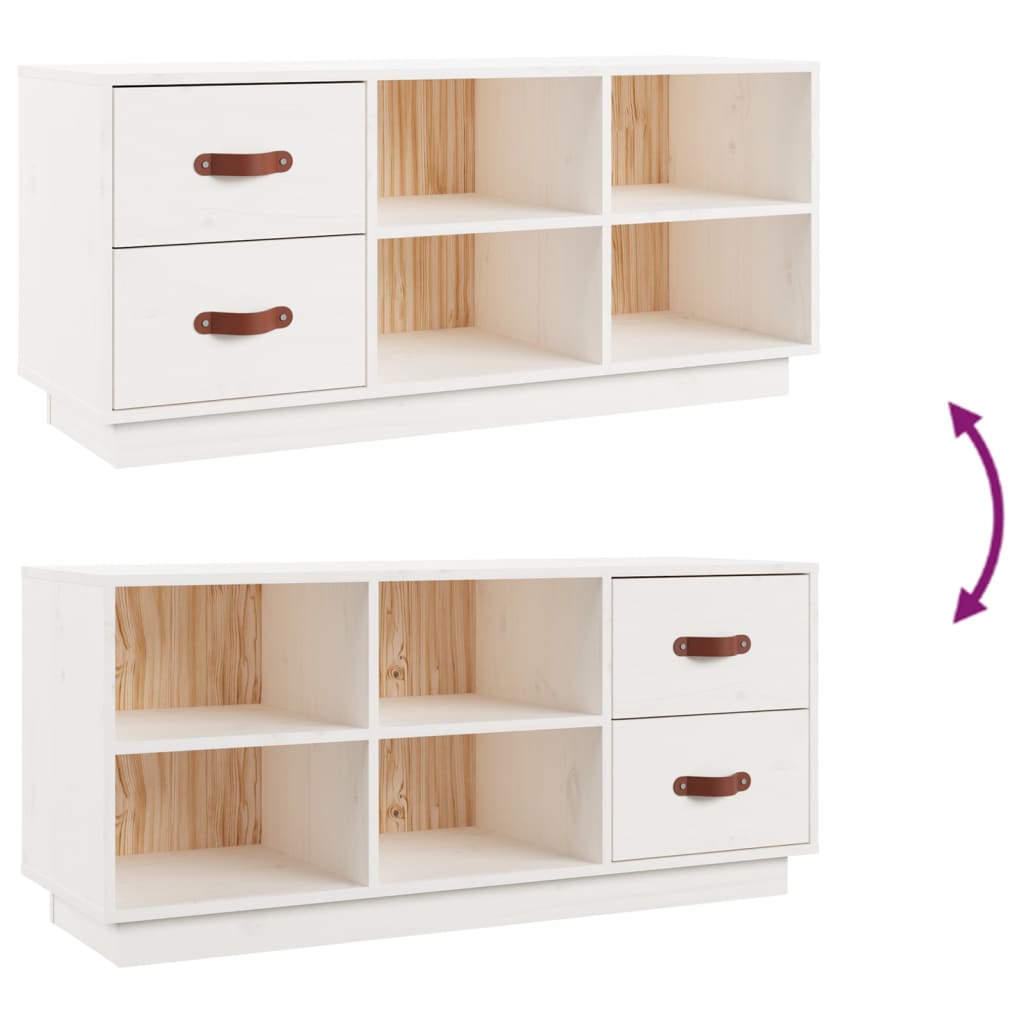 Scarpiera Bianca 100X34X45 Cm In Legno Massello Di Pino