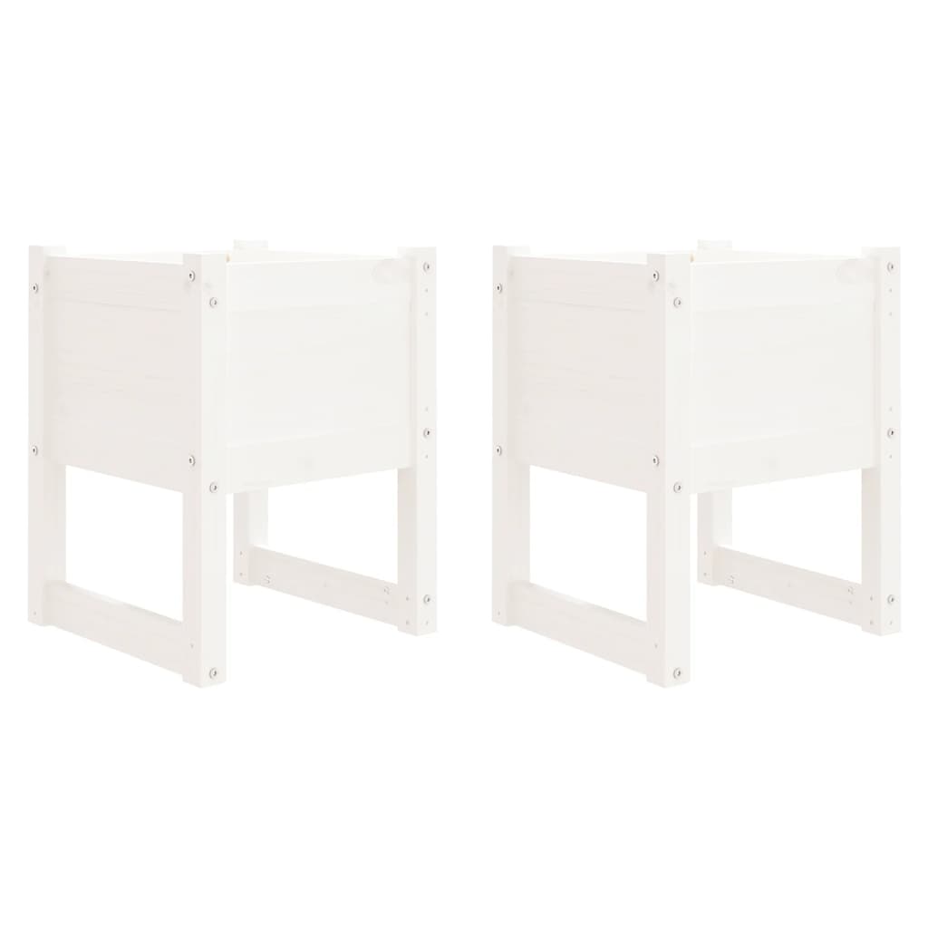 Fioriere 2 Pz Bianche 40X40X52,5 Cm In Legno Massello Di Pino Bianco