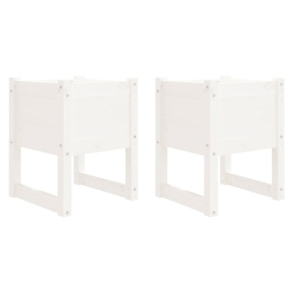 Fioriere 2 Pz Bianche 40X40X52,5 Cm In Legno Massello Di Pino Bianco