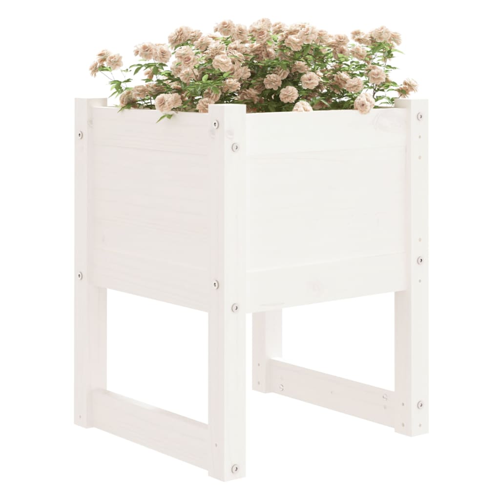 Fioriere 2 Pz Bianche 40X40X52,5 Cm In Legno Massello Di Pino Bianco