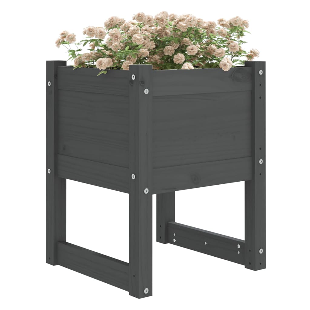 Fioriera 40X40X52,5 Cm In Legno Massello Di Pino Grigio