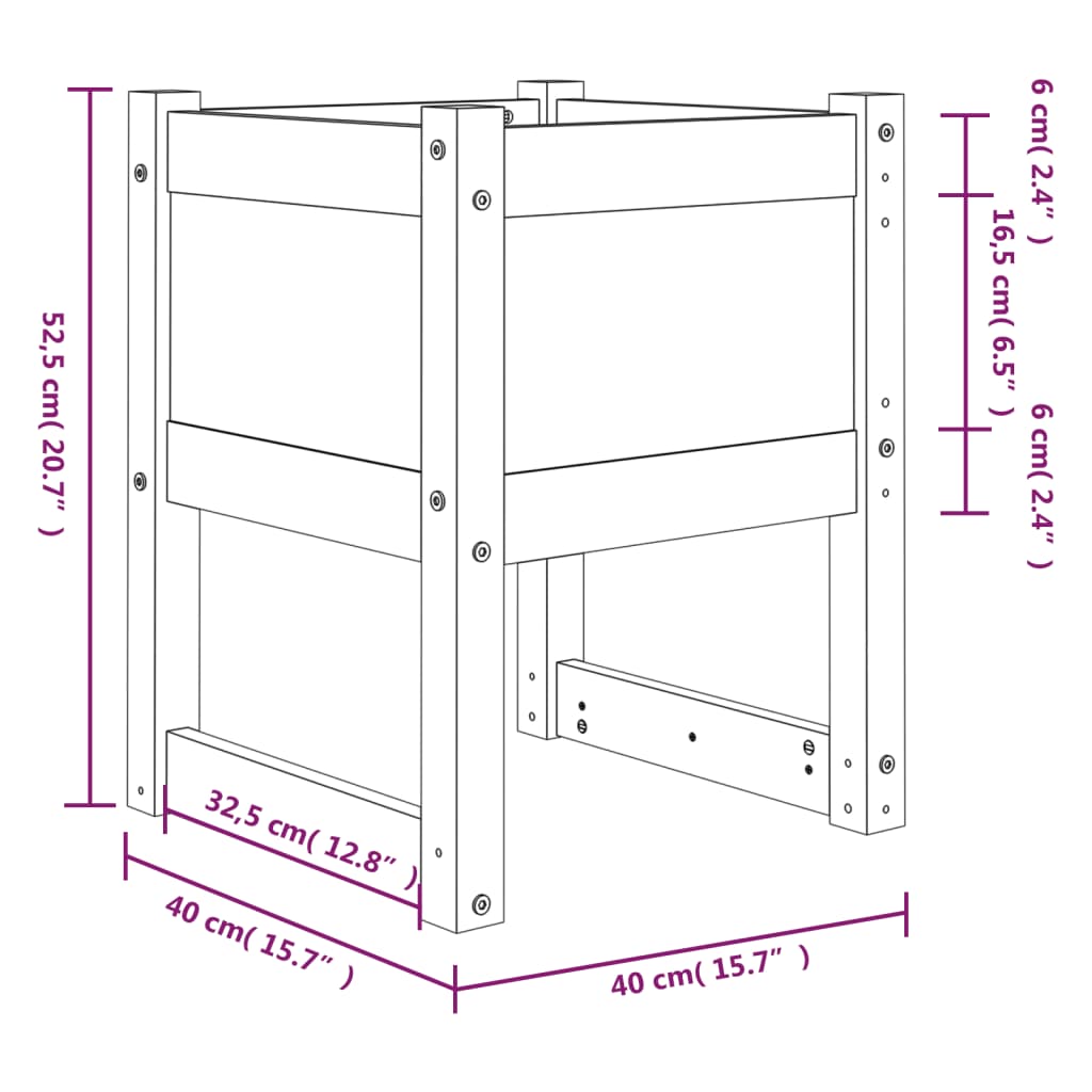 Fioriera 40X40X52,5 Cm In Legno Massello Di Pino Grigio