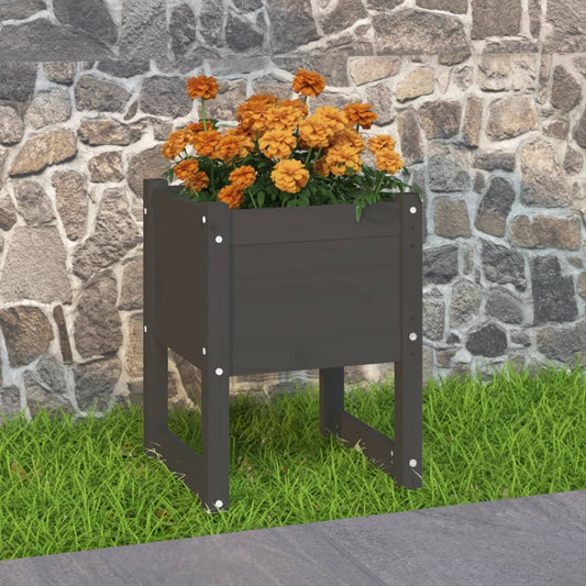 Fioriera 40X40X52,5 Cm In Legno Massello Di Pino Grigio