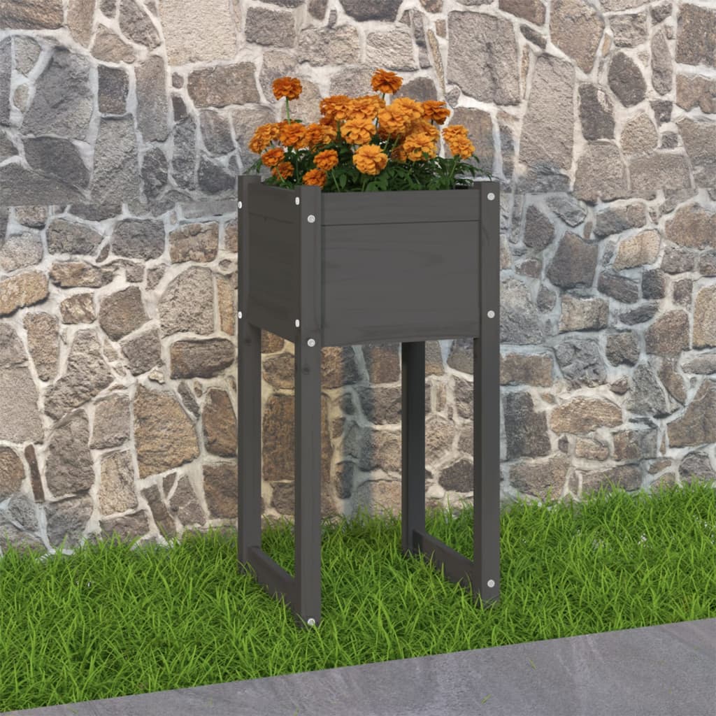 Fioriera 40X40X52,5 Cm In Legno Massello Di Pino Grigio