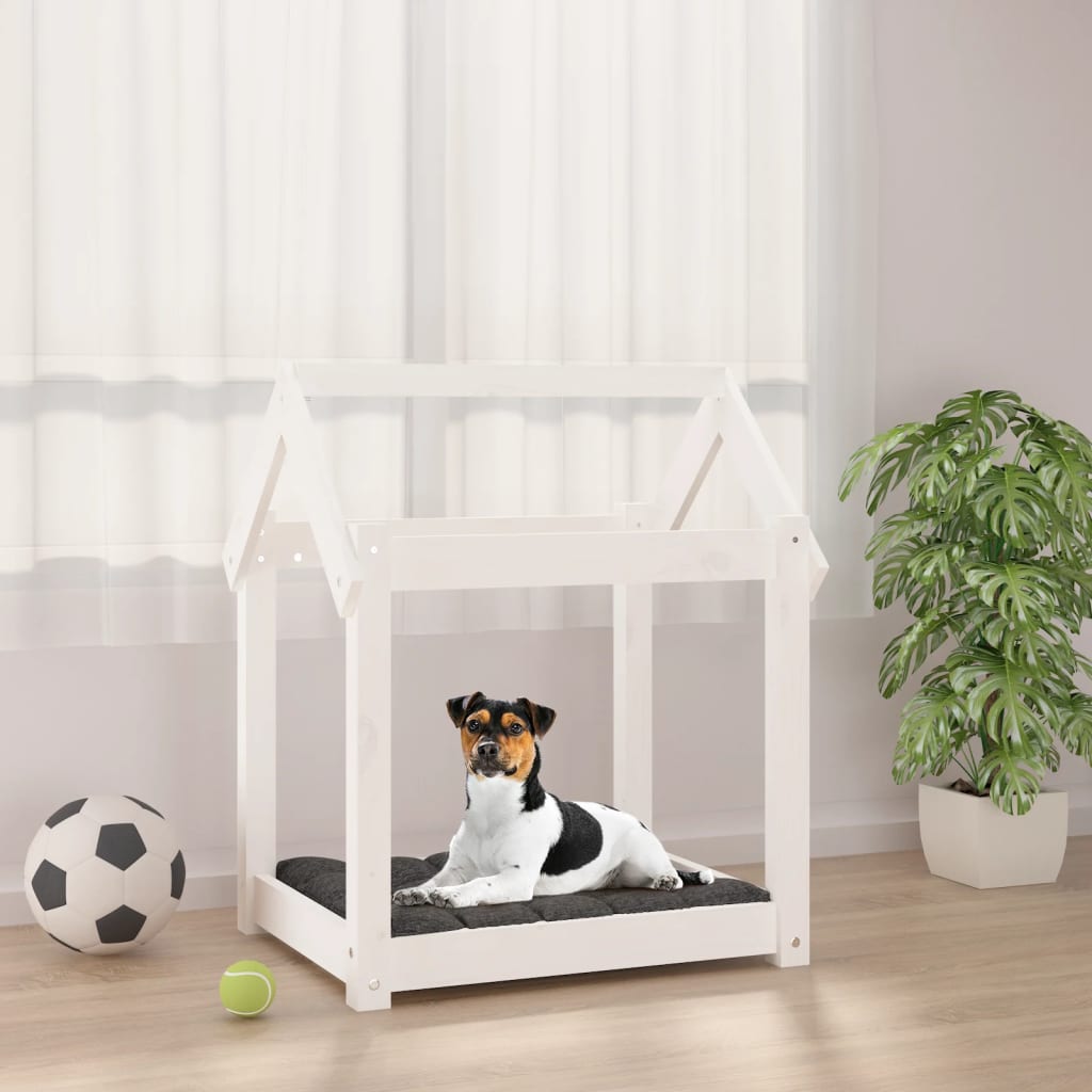 Cuccia Per Cani Bianca In Legno Massello Di Pino