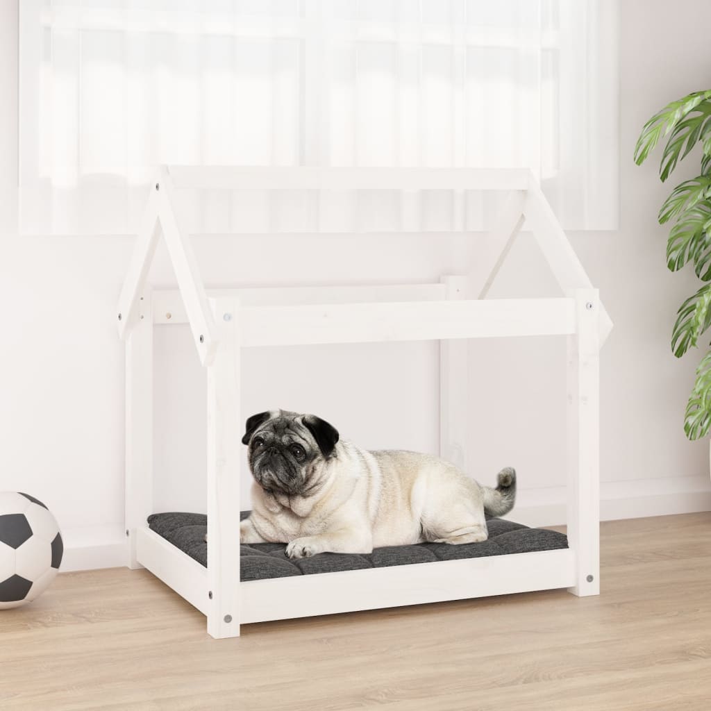 Cuccia Per Cani Bianca In Legno Massello Di Pino
