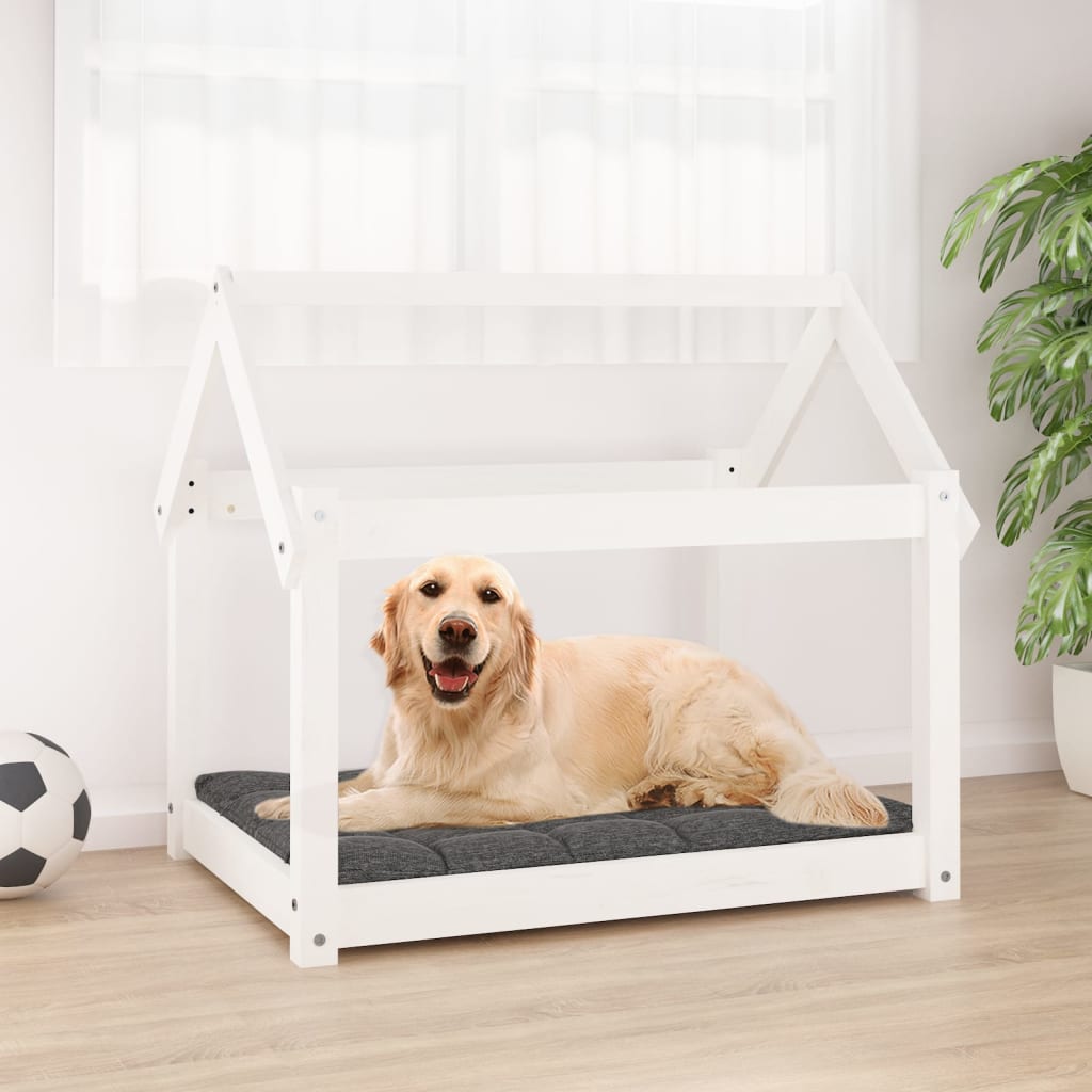 Cuccia Per Cani Bianca In Legno Massello Di Pino
