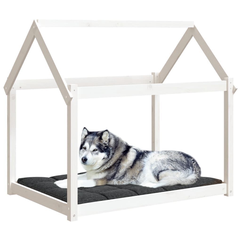 Cuccia Per Cani Bianca In Legno Massello Di Pino