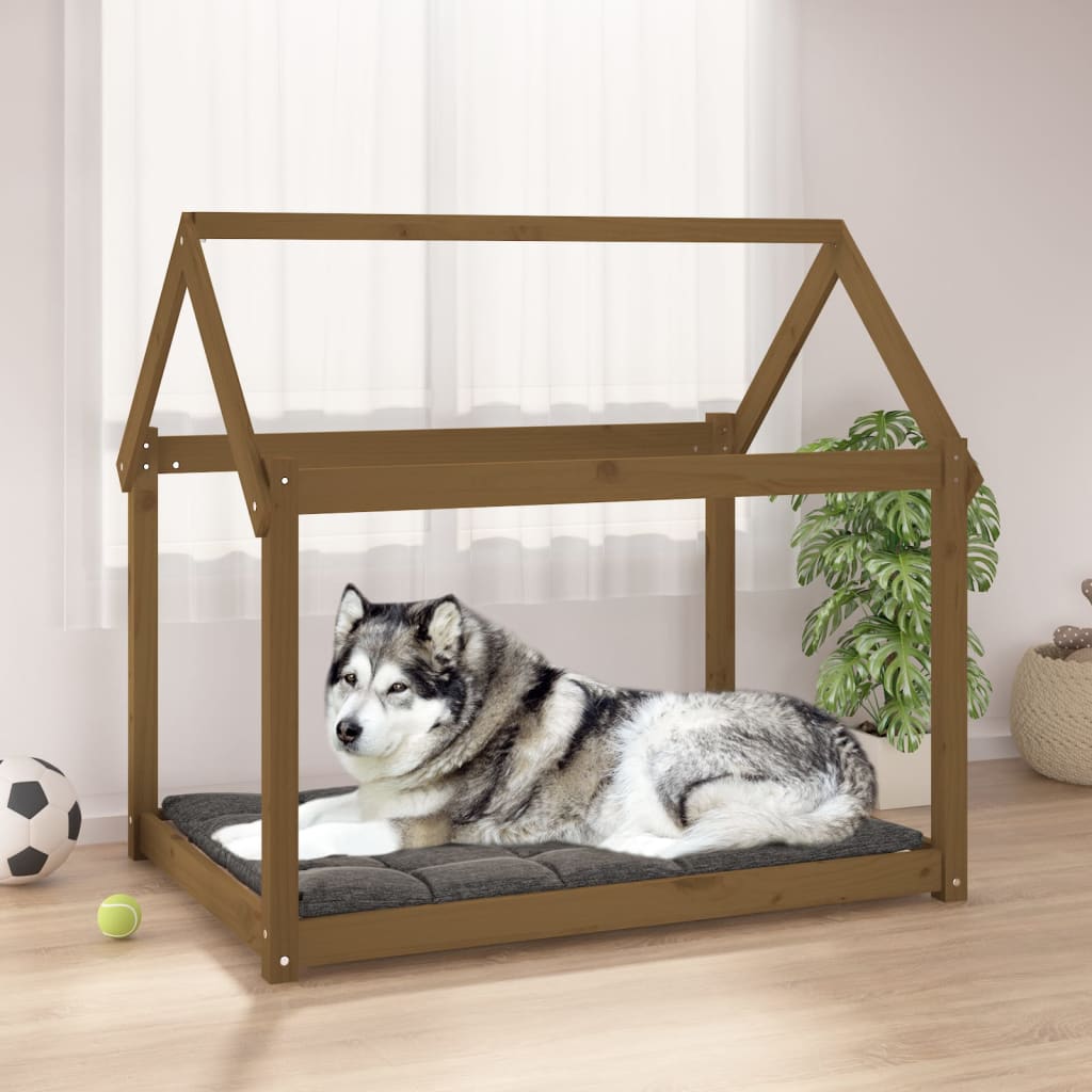 Cuccia Per Cani Bianca In Legno Massello Di Pino