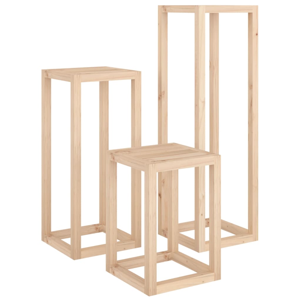Set Supporti Per Piante 3 Pz In Legno Massello Di Pino