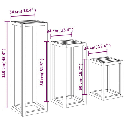 Set Supporti Per Piante 3 Pz In Legno Massello Di Pino