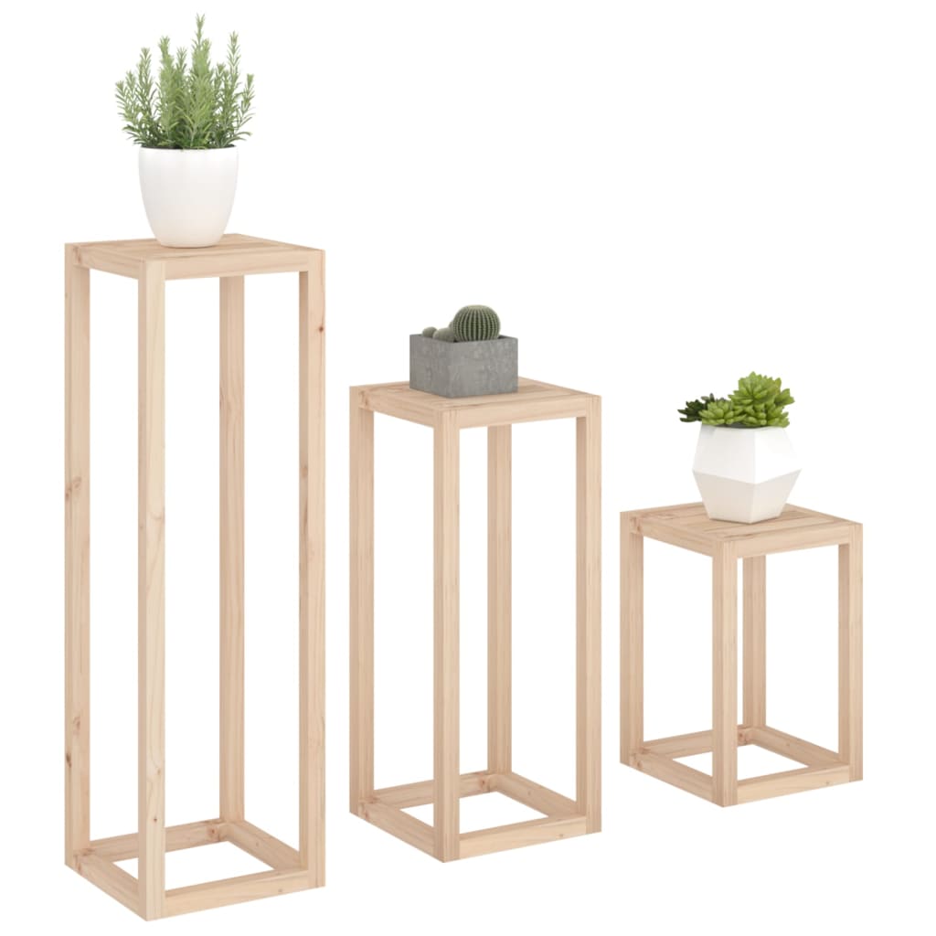 Set Supporti Per Piante 3 Pz In Legno Massello Di Pino