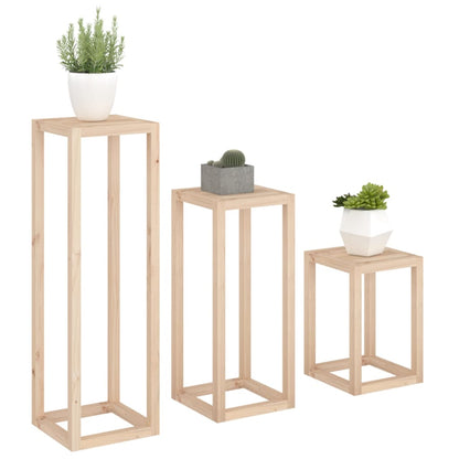 Set Supporti Per Piante 3 Pz In Legno Massello Di Pino