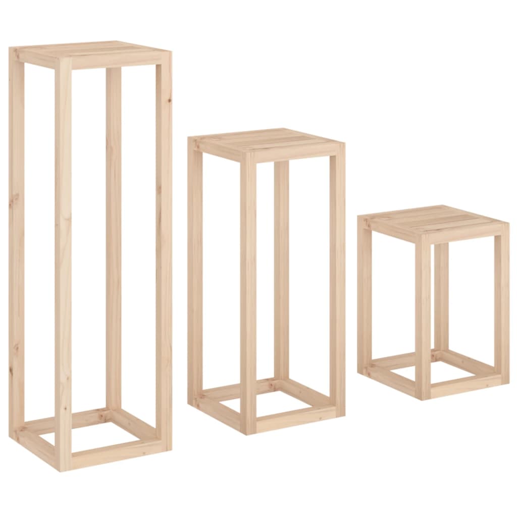 Set Supporti Per Piante 3 Pz In Legno Massello Di Pino
