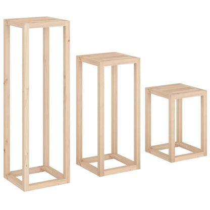 Set Supporti Per Piante 3 Pz In Legno Massello Di Pino