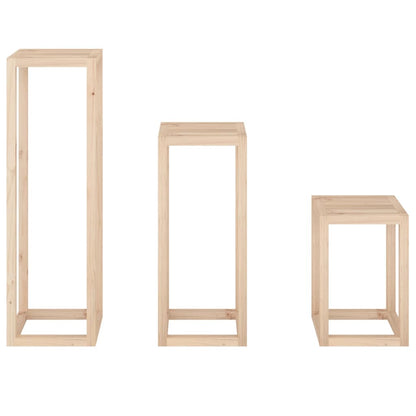 Set Supporti Per Piante 3 Pz In Legno Massello Di Pino