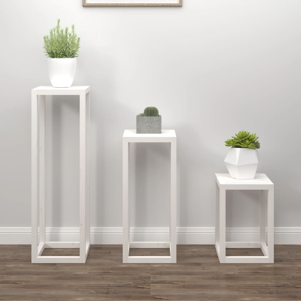 Set Supporti Per Piante 3 Pz In Legno Massello Di Pino