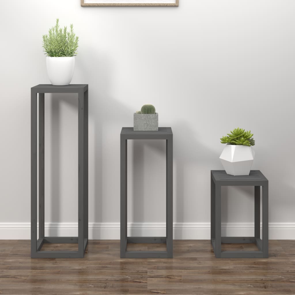 Set Supporti Per Piante 3 Pz In Legno Massello Di Pino
