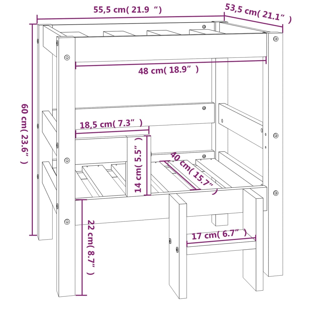 Cuccia Per Cani 55,5X53,5X60Cm In Legno Massello Di Pino