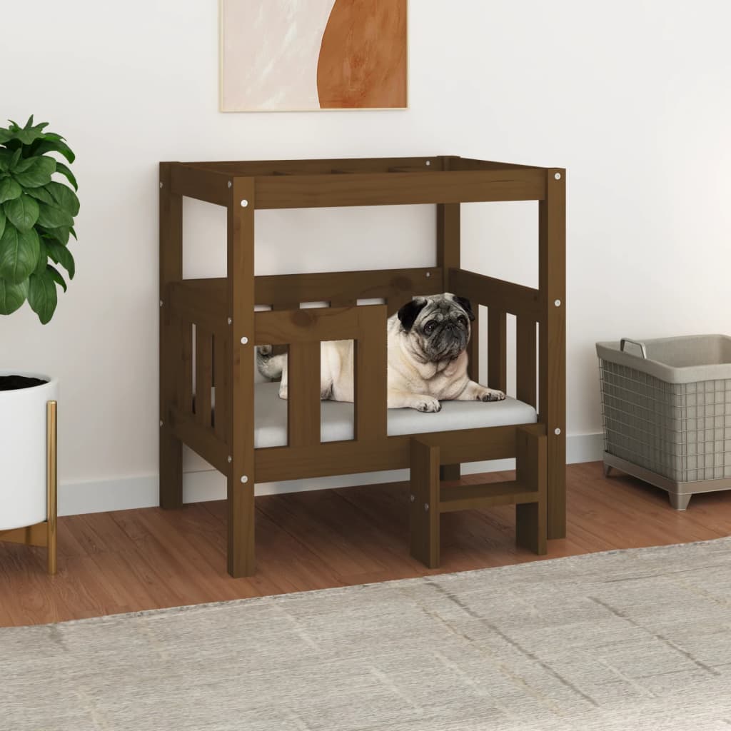 Cuccia Per Cani 55,5X53,5X60Cm In Legno Massello Di Pino