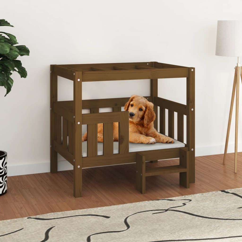 Cuccia Per Cani 55,5X53,5X60Cm In Legno Massello Di Pino