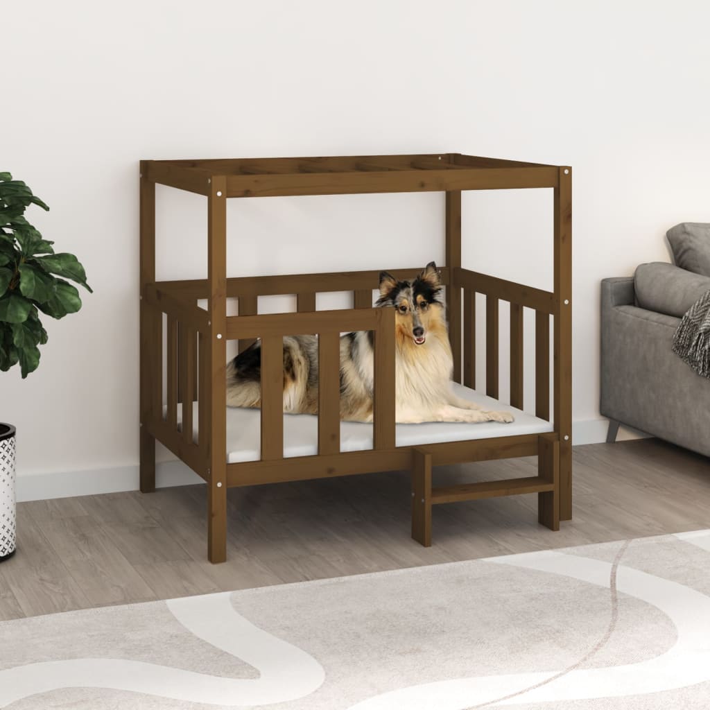Cuccia Per Cani 55,5X53,5X60Cm In Legno Massello Di Pino