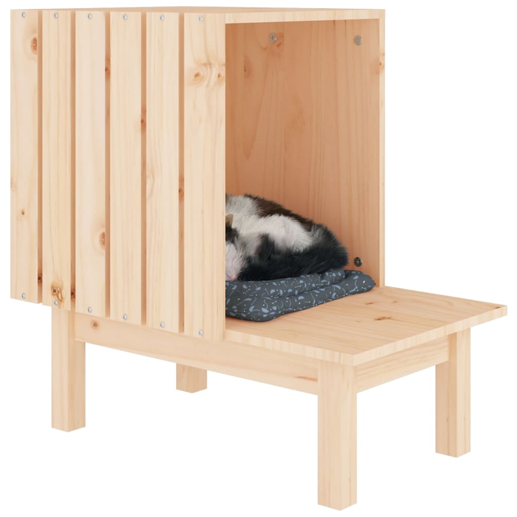 Casetta Per Gatti 60X36X60 Cm In Legno Massello Di Pino