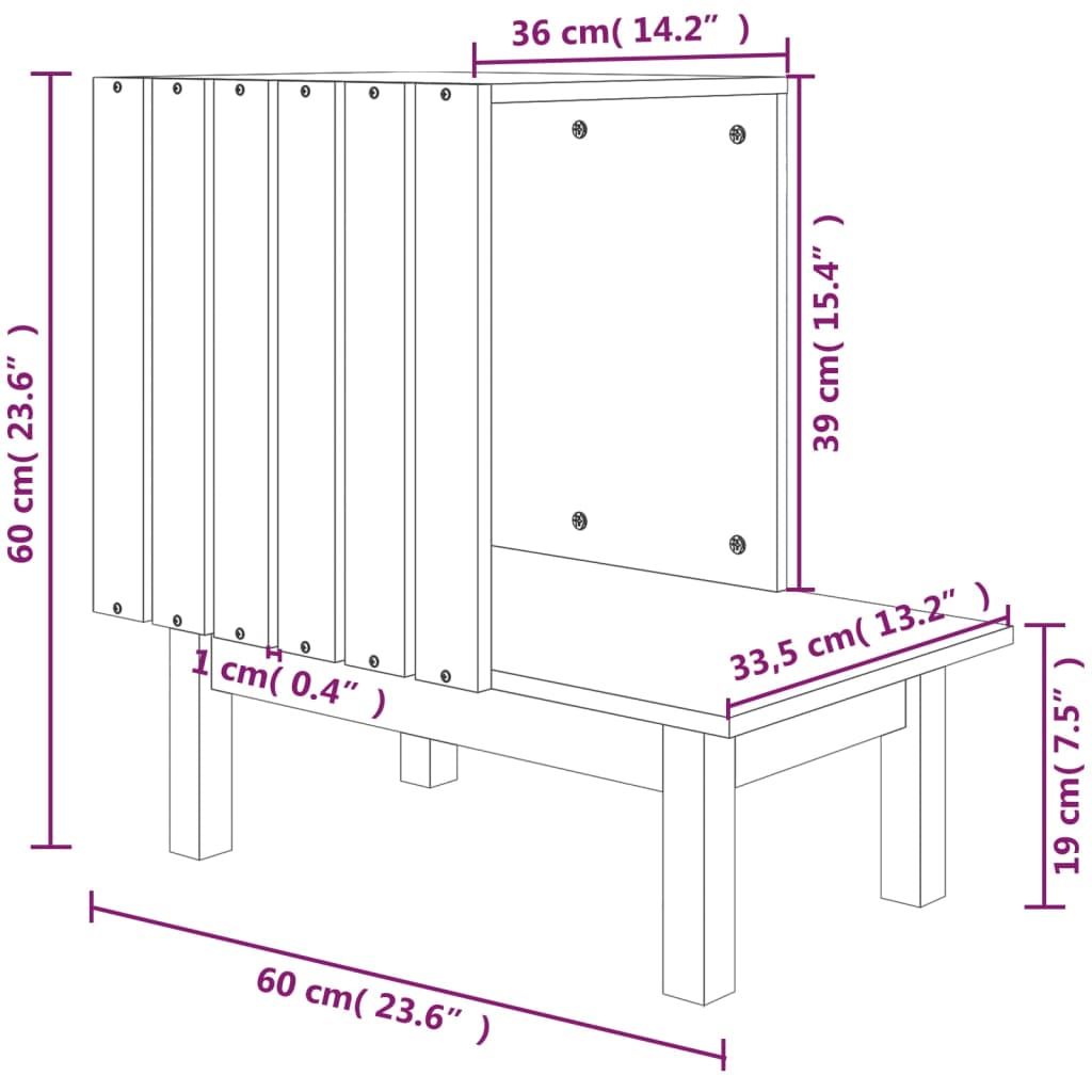 Casetta Per Gatti 60X36X60 Cm In Legno Massello Di Pino
