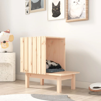 Casetta Per Gatti 60X36X60 Cm In Legno Massello Di Pino