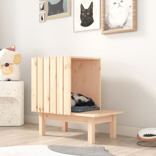 Casetta Per Gatti 60X36X60 Cm In Legno Massello Di Pino