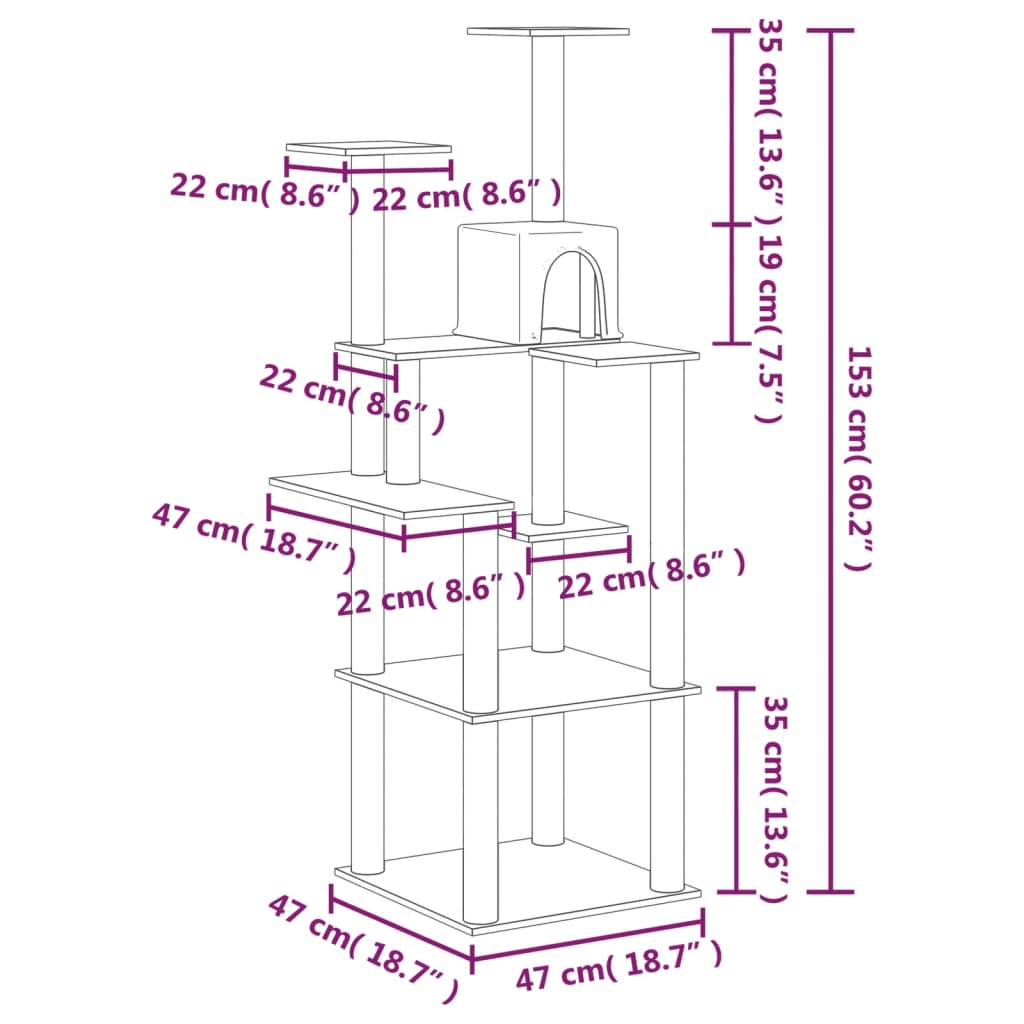 Albero Per Gatti Con Tiragraffi In Sisal 153 Cm