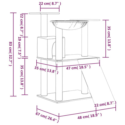 Albero Per Gatti Con Tiragraffi In Sisal 83 Cm