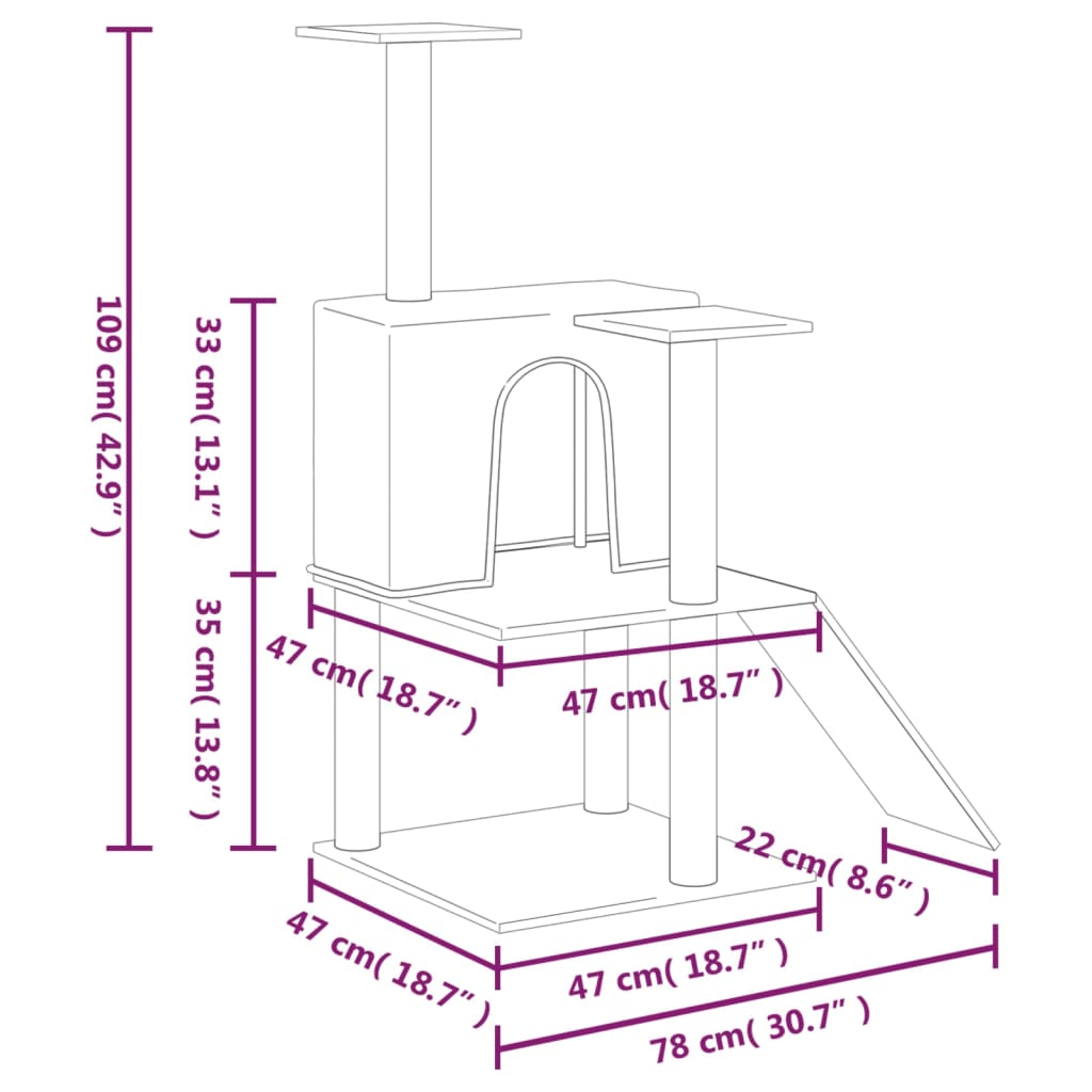 Albero Per Gatti Con Tiragraffi In Sisal 109 Cm