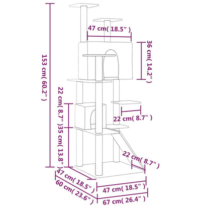 Albero Per Gatti Con Tiragraffi In Sisal 153 Cm