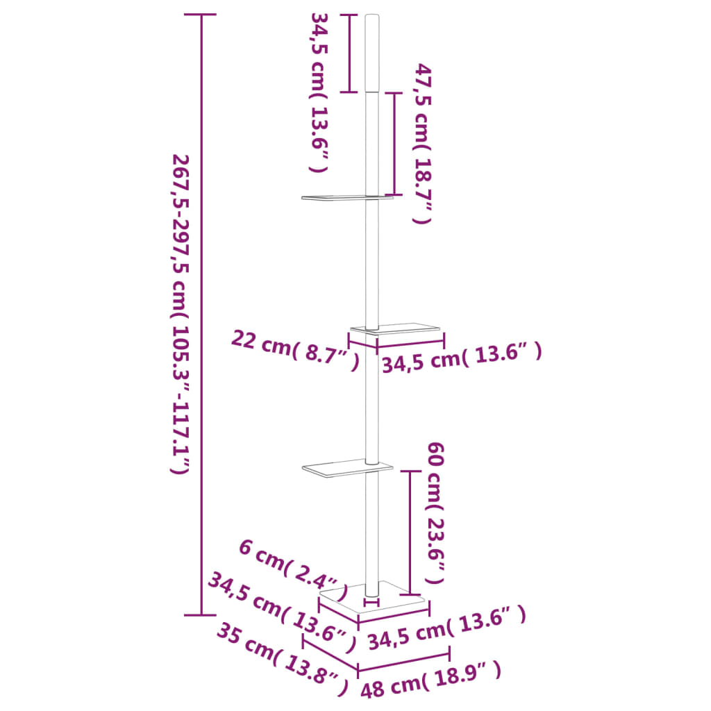 Albero Per Gatti Pavimento Soffitto 267,5-297,5Cm