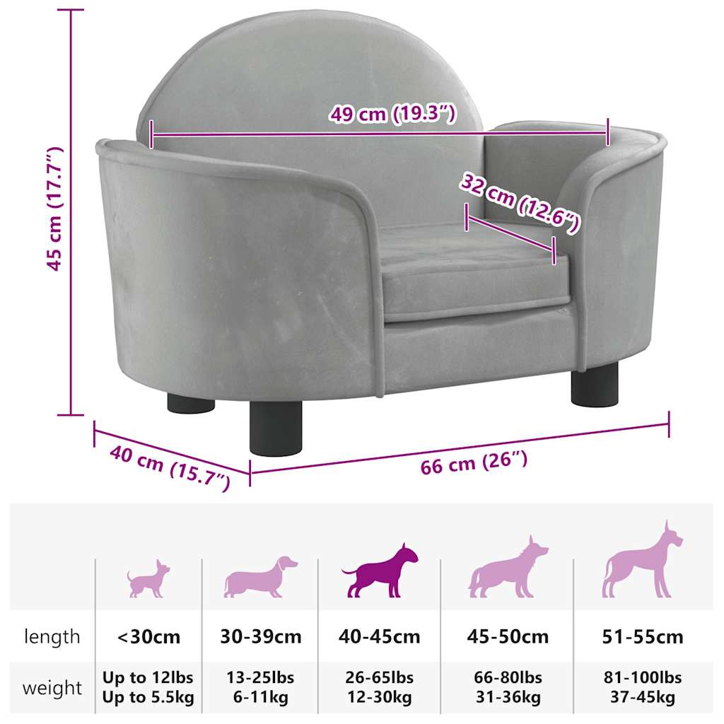 Lettino Per Cani 66X40X45 Cm In Velluto