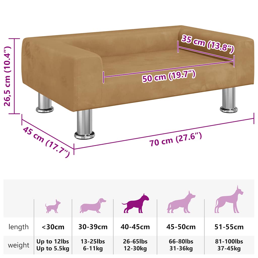 Lettino Per Cani 70X45X26,5 Cm In Velluto