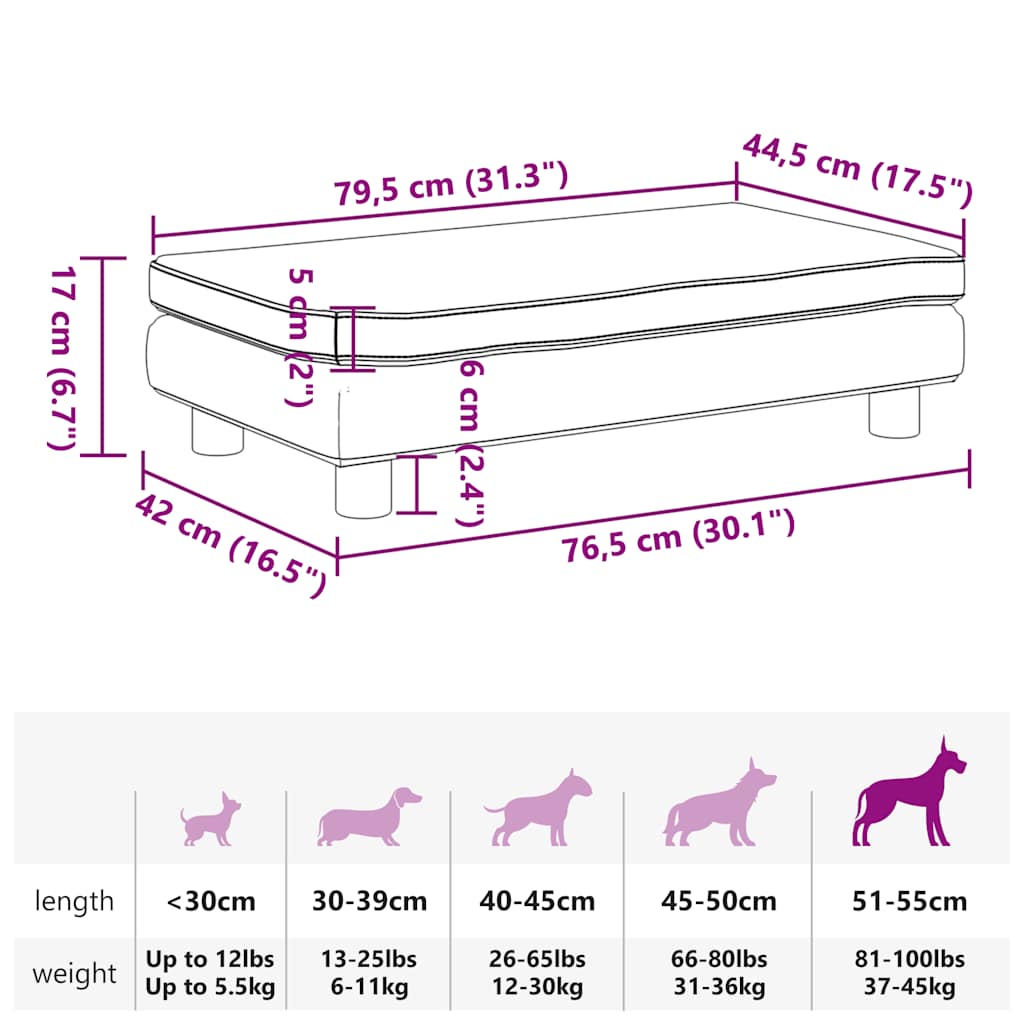 Lettino Per Cani Con Estensione 100X50X30 Cm In