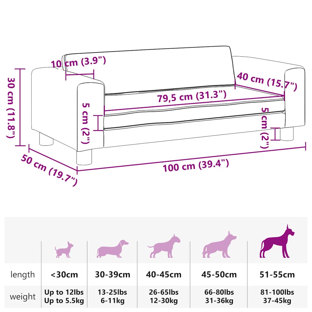 Lettino Per Cani Con Estensione 100X50X30Cm In