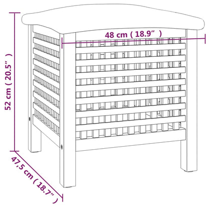 Sgabello Da Bagno 48X47,5X52 Cm In Legno Massello Di Noce