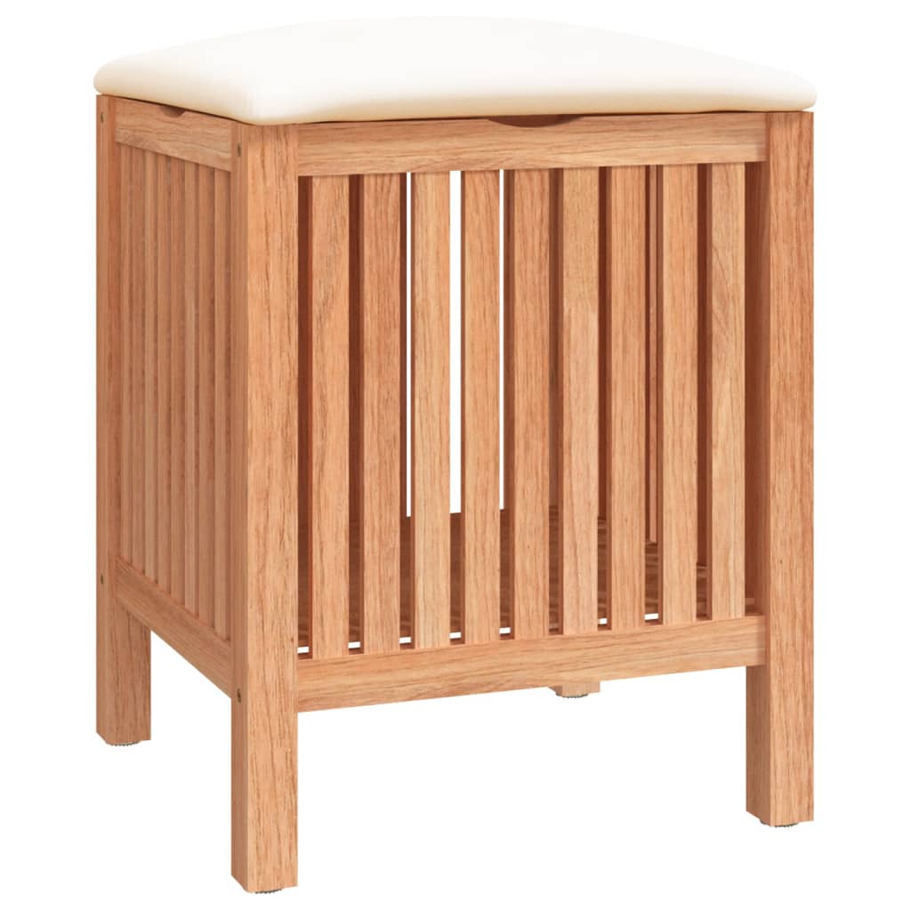 Sgabello Da Bagno 40,5X40X52 Cm In Legno Massello Di Noce Nero