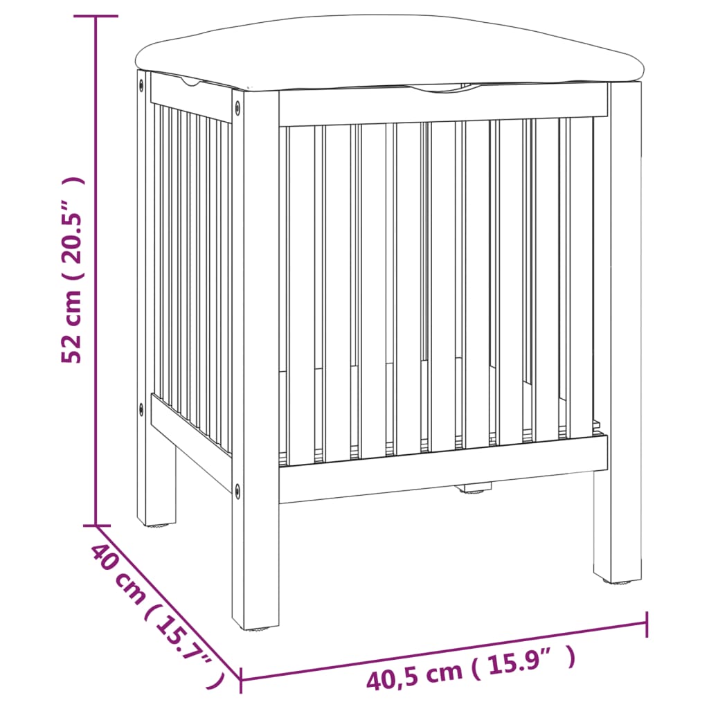 Sgabello Da Bagno 40,5X40X52 Cm In Legno Massello Di Noce Nero