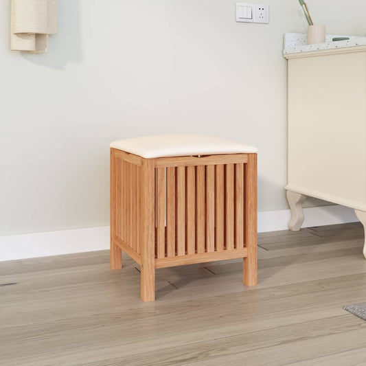 Sgabello Da Bagno 40,5X40X52 Cm In Legno Massello Di Noce Nero