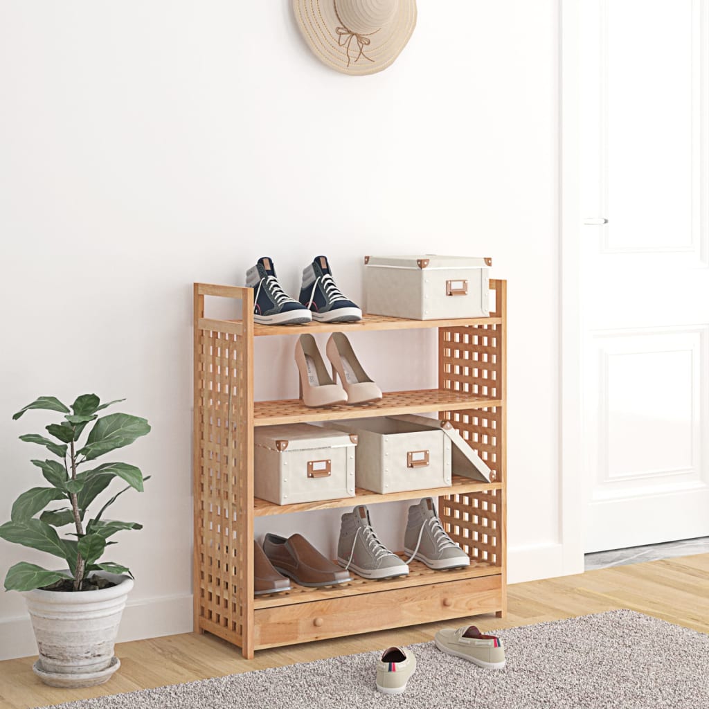 Scarpiera Con Cassetto 70X27X81 Cm Legno Massello Di Noce