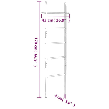 Scala Porta Asciugamani 170 Cm In Legno Massello Di Noce