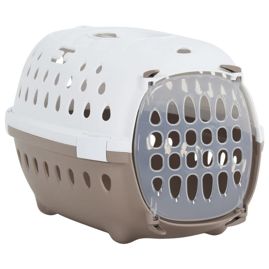 Trasportino Animali Domestici Bianco E Marrone 50X34,5X32 Cm Pp